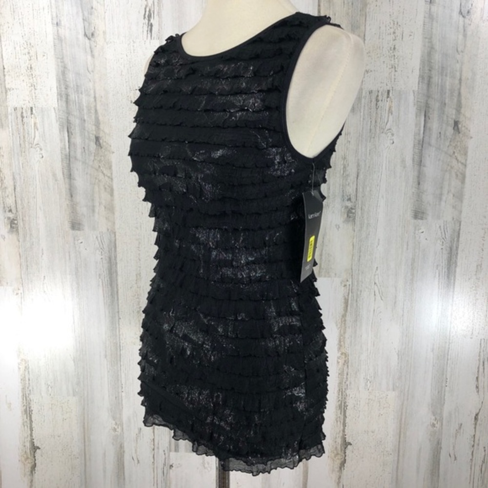 Karen Kane Women's Black Ruffle Sleeveless Blouse Size Large